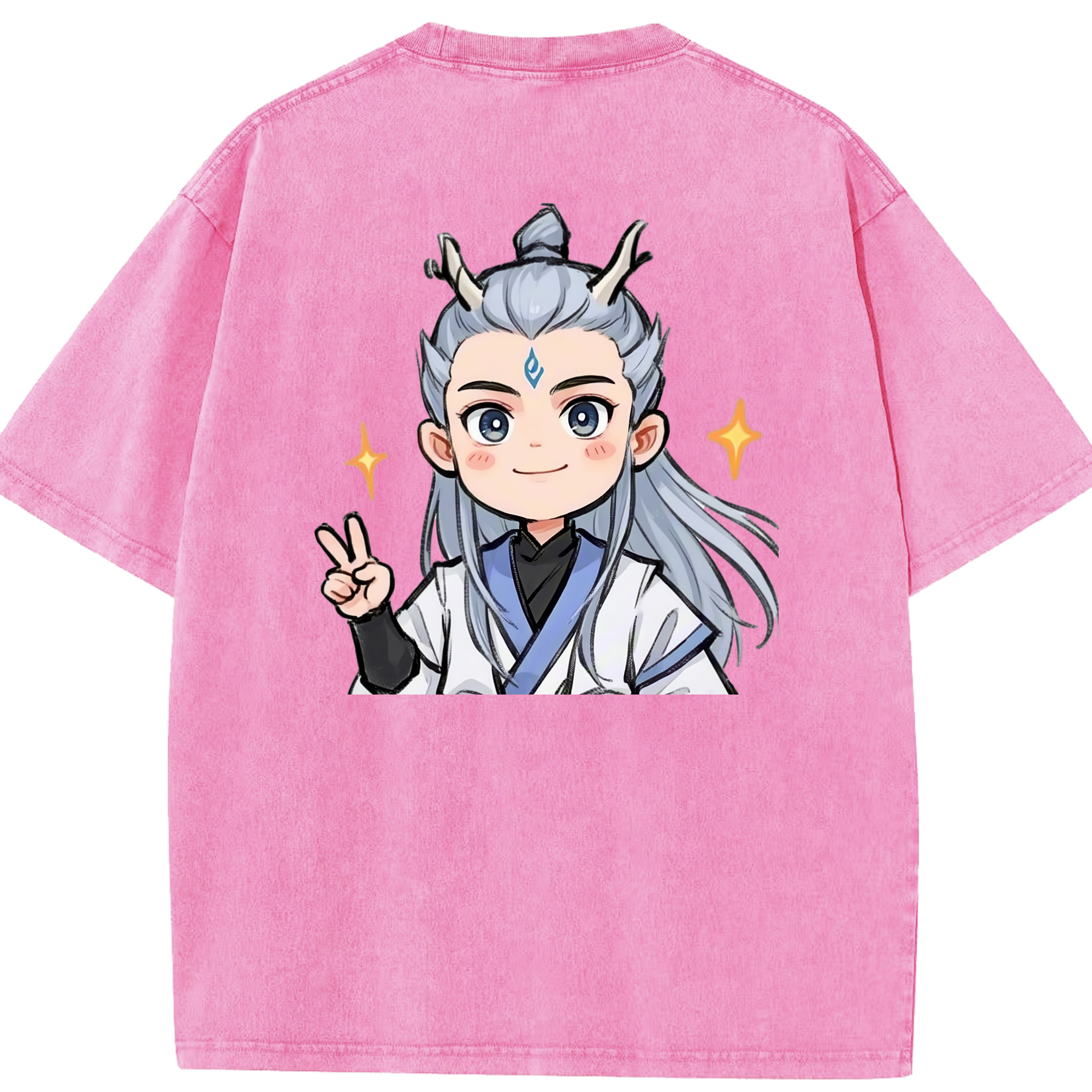 （画像用） Ne Zha 2 ナタ 魔童の大暴れ 綿100% ヴィンテージ風 半袖Tシャツ（背面プリント）